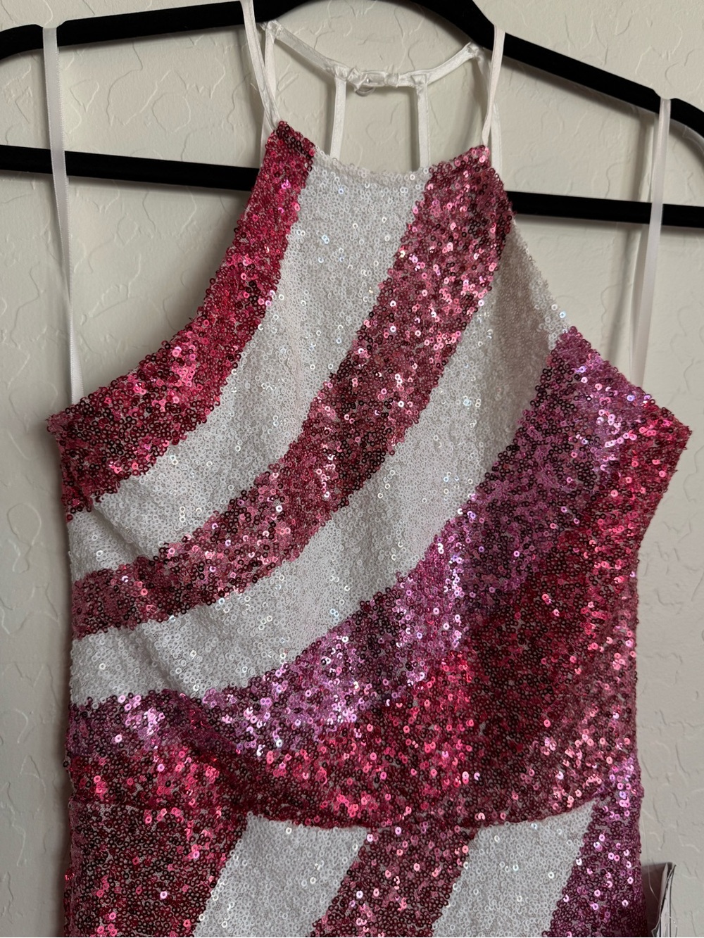 B. DARLIN NWT Sequin Halter Maxi Dress Pink White Size 3/4 Prom Pageant - Picture 6 of 12